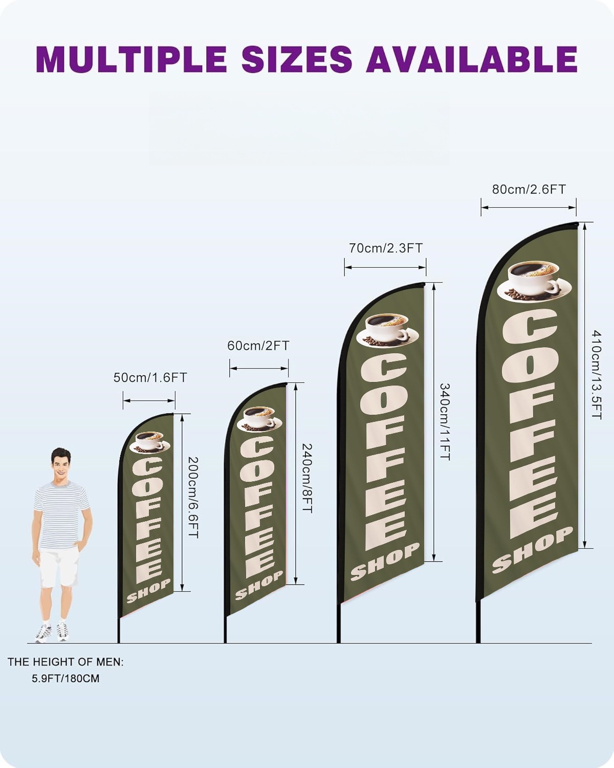 Coffee Shop Feather Flag Swooper Flags for Storefronts Shops Events and Fairs