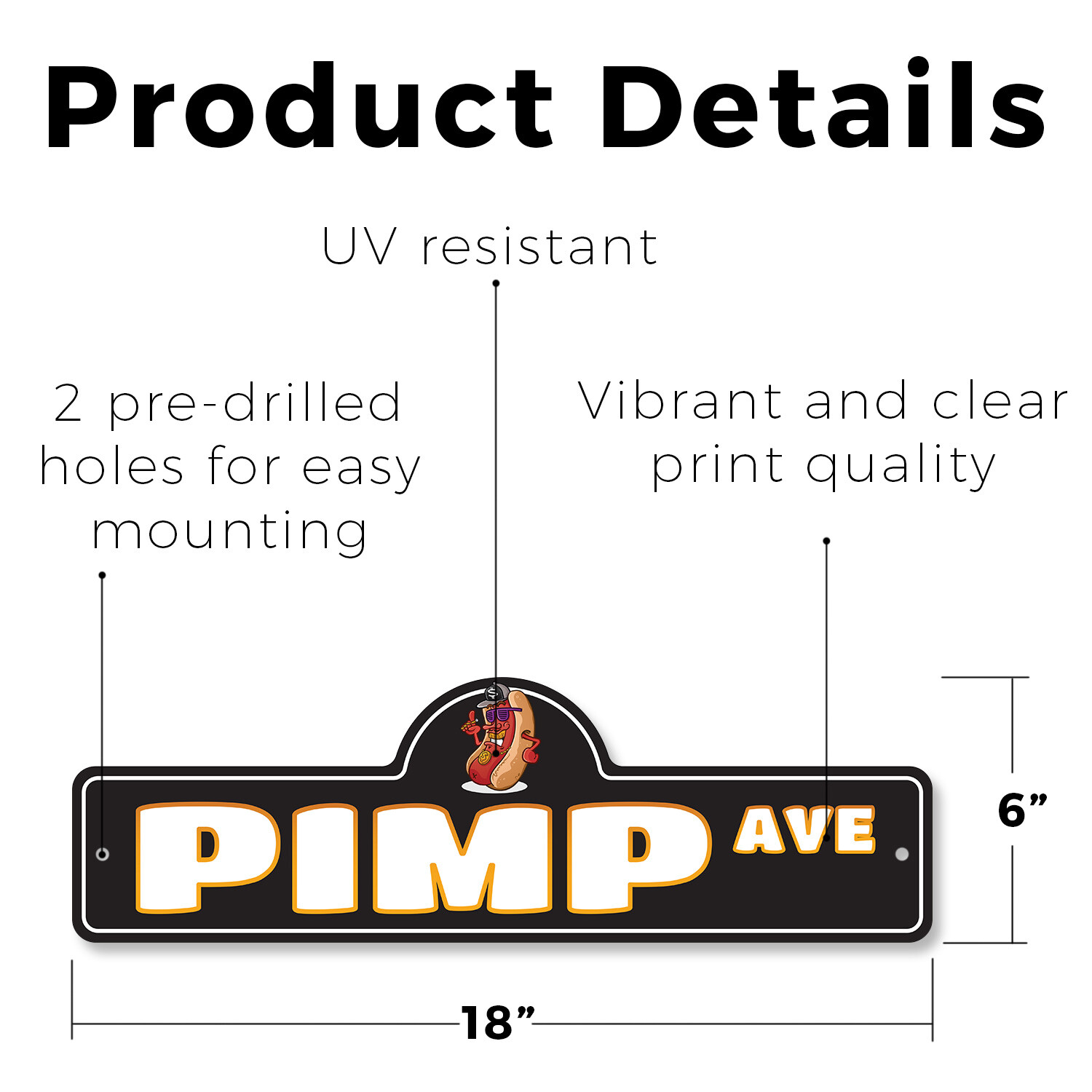 Pimp (3 Pack) Plastic Street Sign Crossing Warning Vintage Rustic Beware