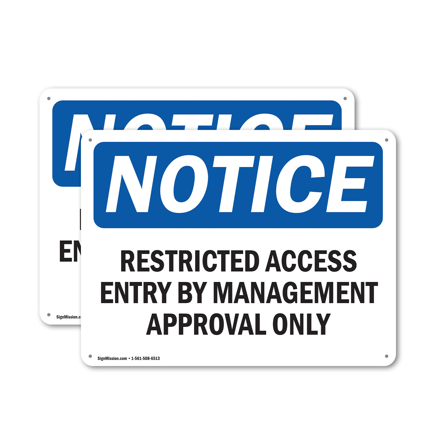(2 Pack) Restricted Access Entry By Management Approval OSHA Notice Sign Decal
