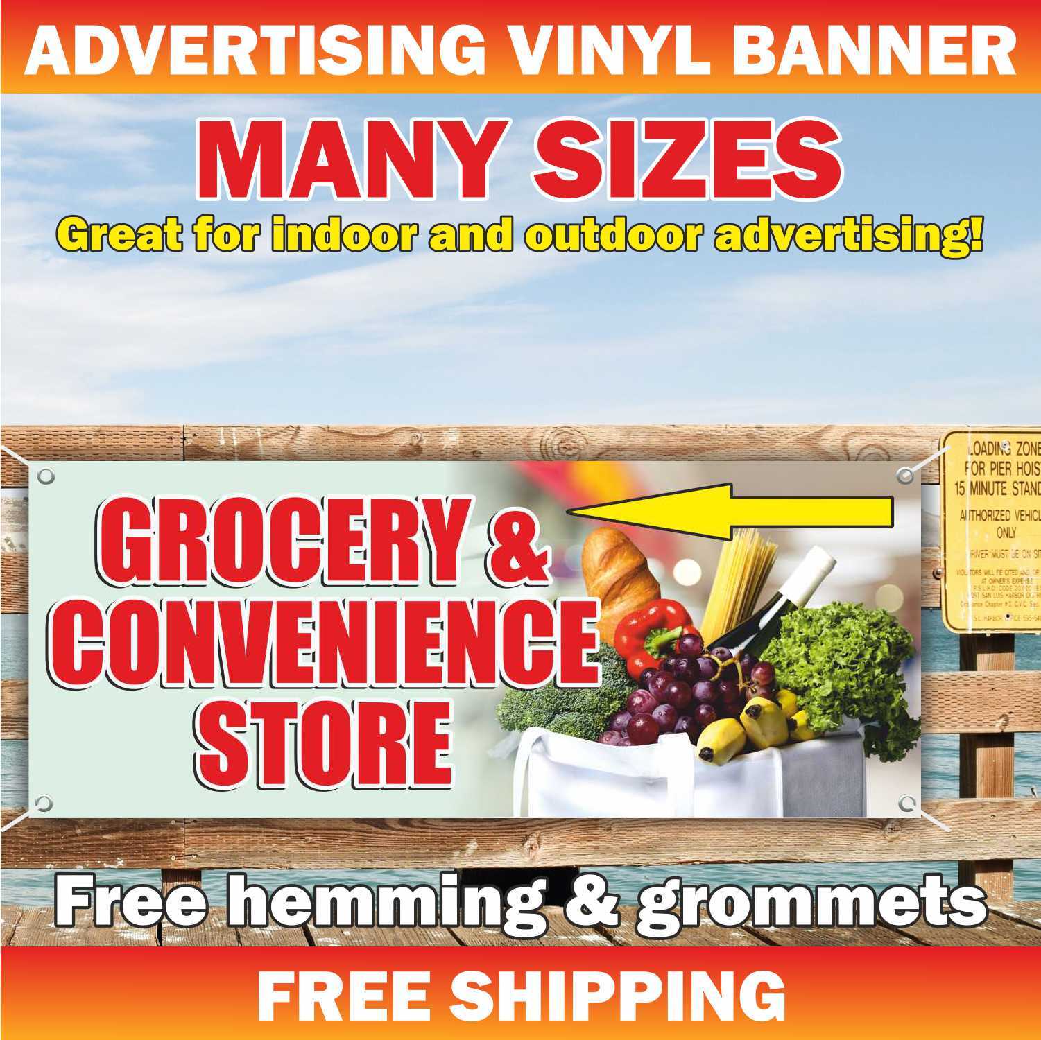 GROCERY CONVENIENCE STORE Advertising Banner Vinyl Mesh Sign market shop open