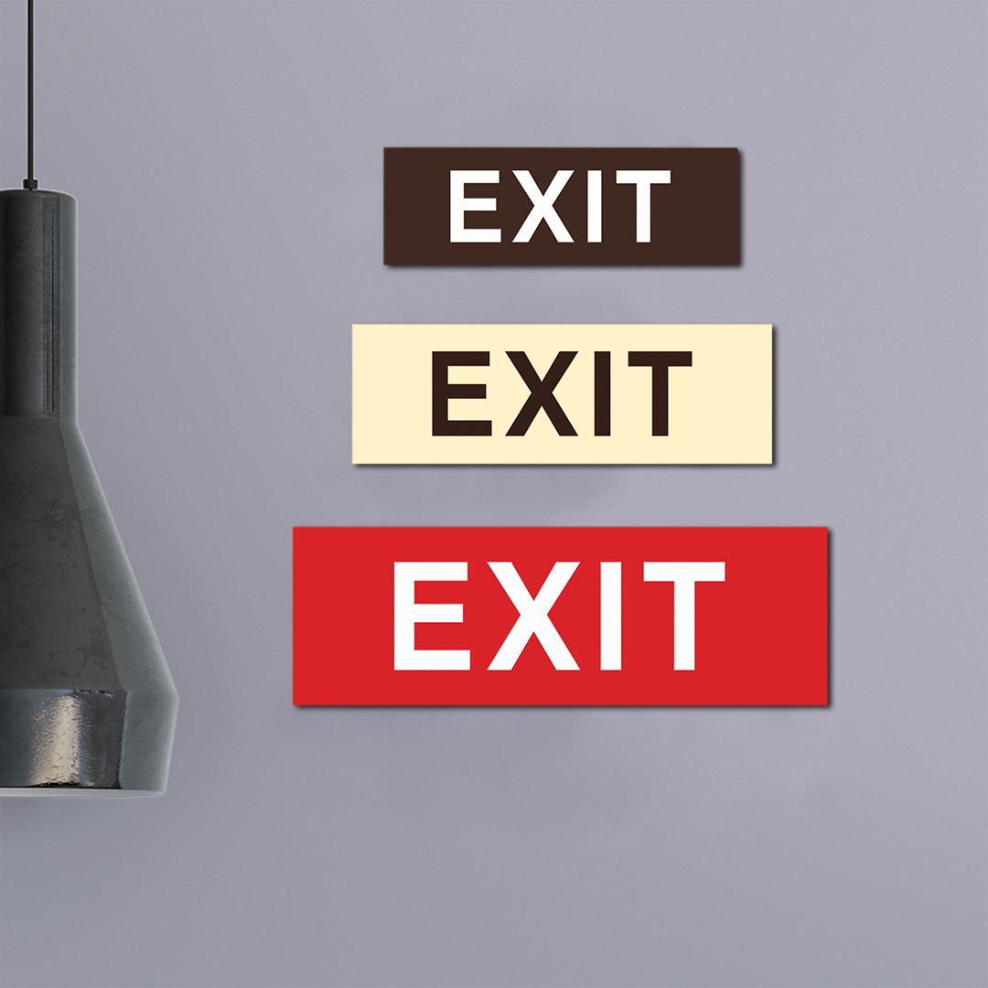 Basic EXIT Door / Wall Sign – Black / Gold – Medium