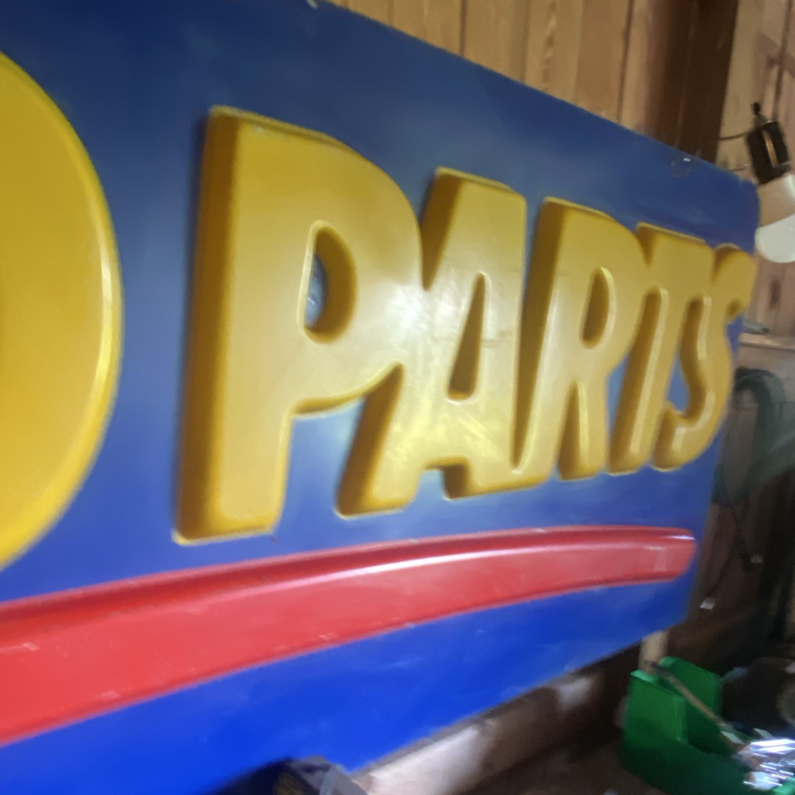 Large AUTO PARTS Exterior Business Sign Blue Yellow Red