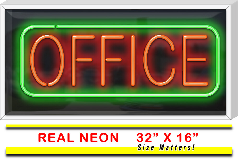 OUTDOOR Office Neon Sign REAL Hand Bent Glass Outdoor Use Advertisement
