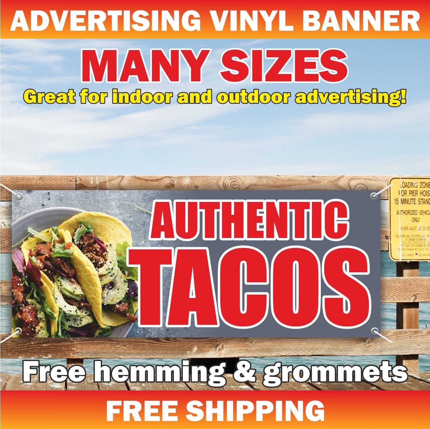 AUTHENTIC BEEF BURRITOS Advertising Banner Vinyl Mesh Sign mexican food tacos