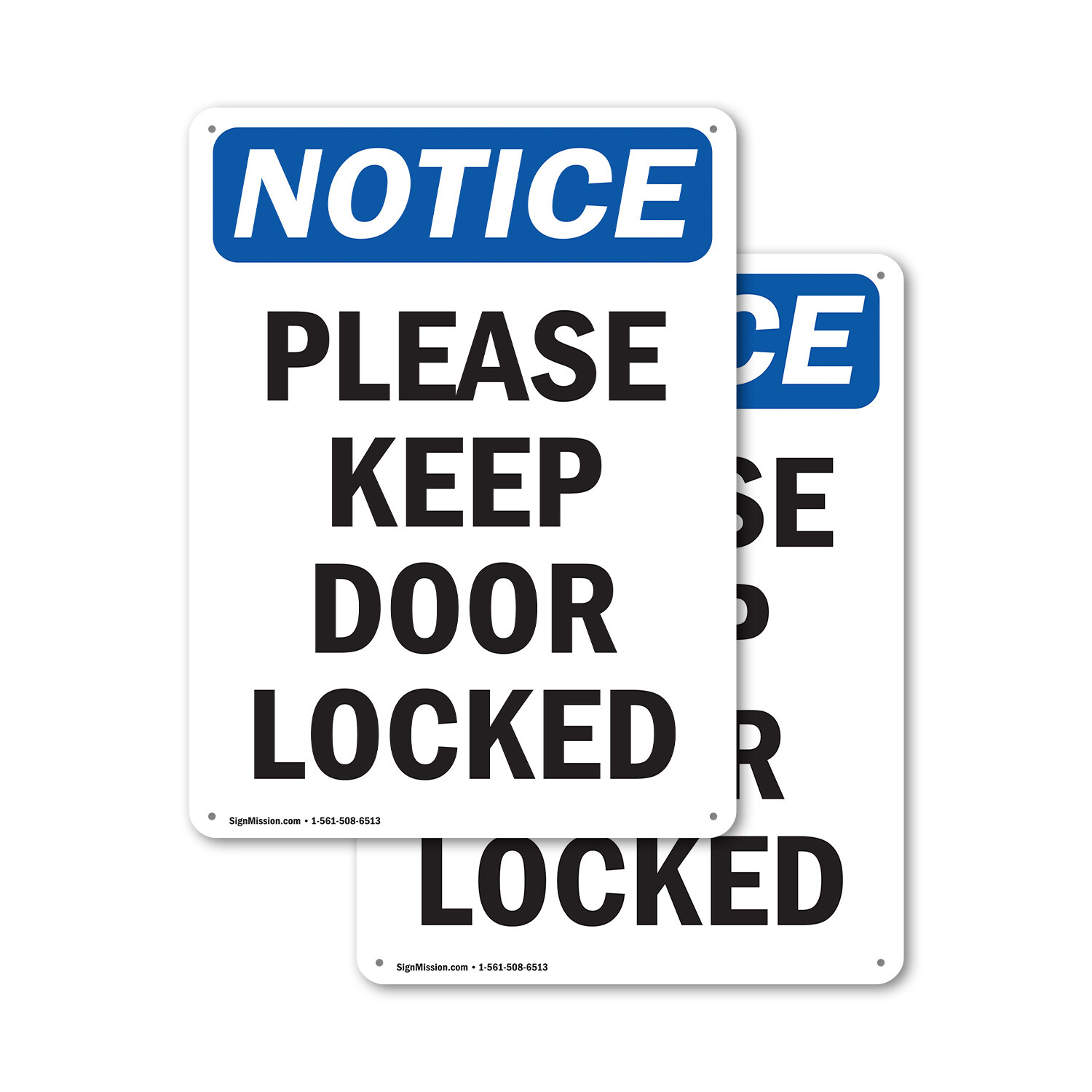 (2 Pack) Please Keep Door Locked OSHA Notice Sign Decal Metal Plastic
