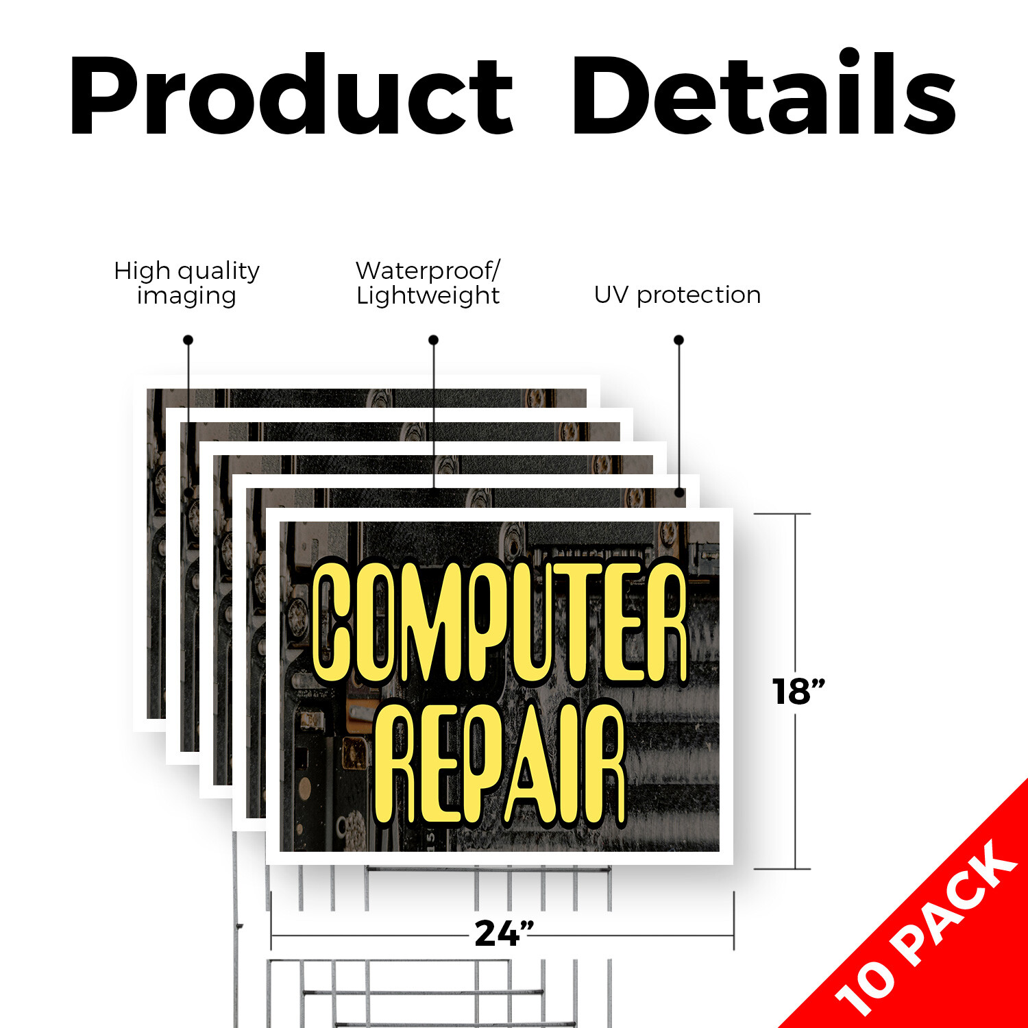 Computer Repair Yard Sign PC and Laptop Fixes, Virus Removal, Technical Services