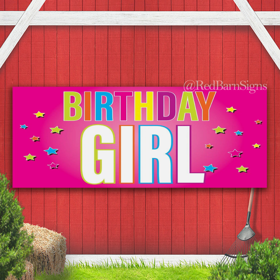 Birthday Girl Indoor Outdoor Banner Sign with grommets