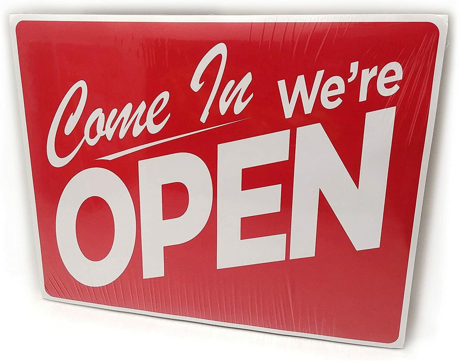 “COME IN, WE’RE OPEN” RETAIL STOREFRONT WINDOW UV Adhesive Vinyl Sign Decal 2 Pk