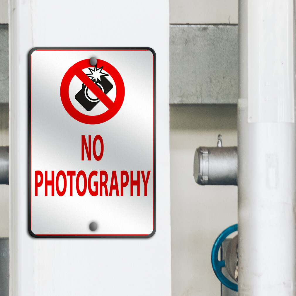 Aluminum Vertical Metal Sign No Photography Prohibition Weatherproof Street