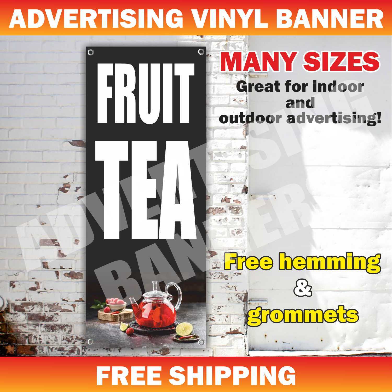 FRUIT TEA Advertising Banner Vinyl Mesh Sign Bubble Tea Lemonade Drink Smoothie