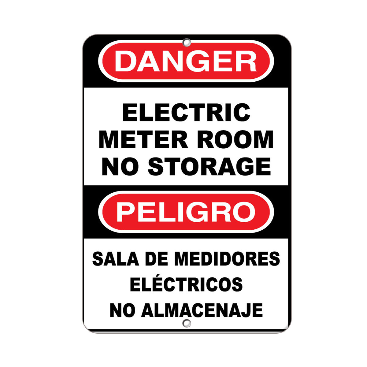 Vertical Metal Sign Multiple Sizes Danger Electric Meter Room No Storage Hazard