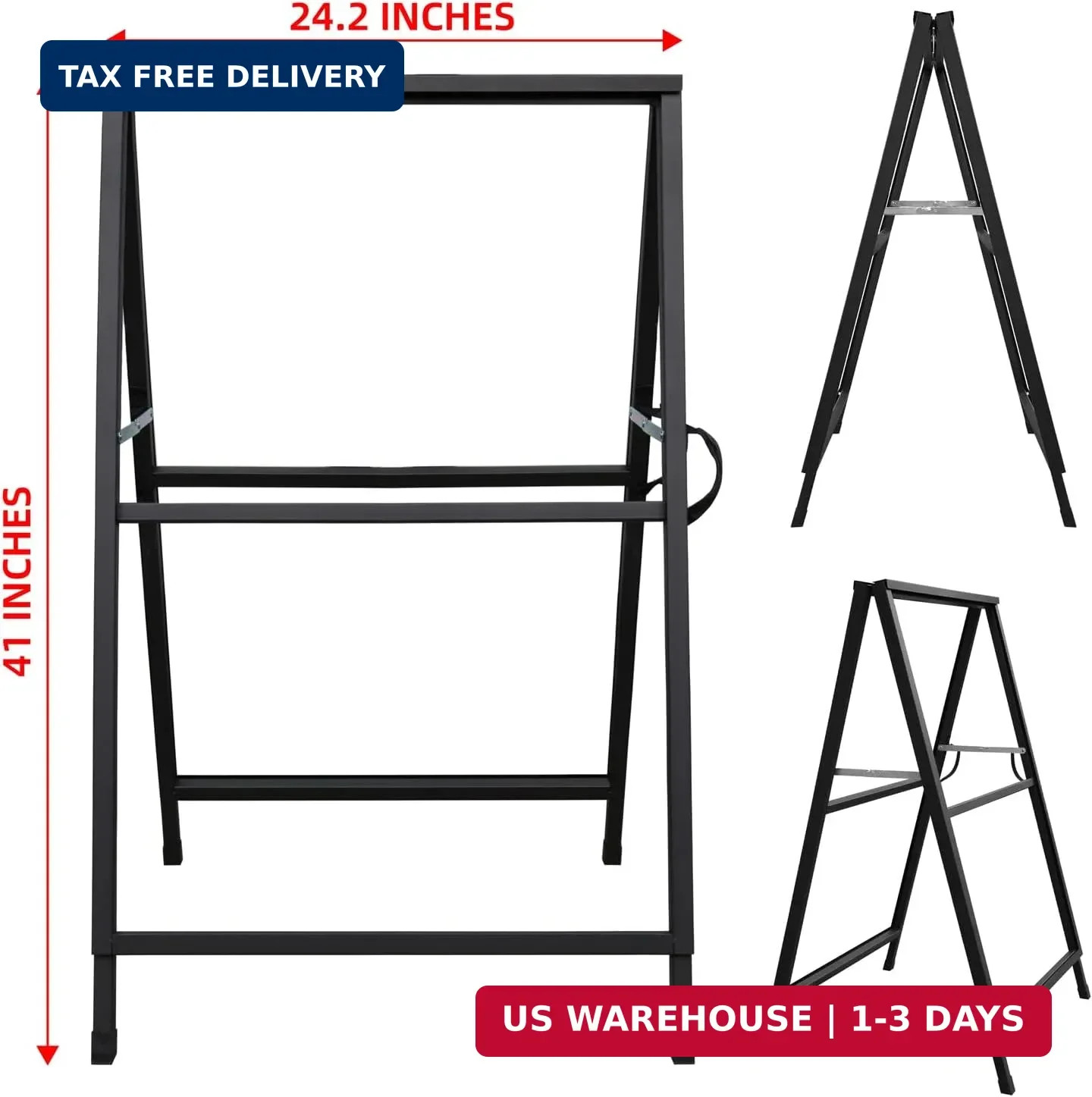 Heavy Duty Slide-in Folding Sandwich Board A-Frame Sidewalk Sign 24×36 Inch Blac