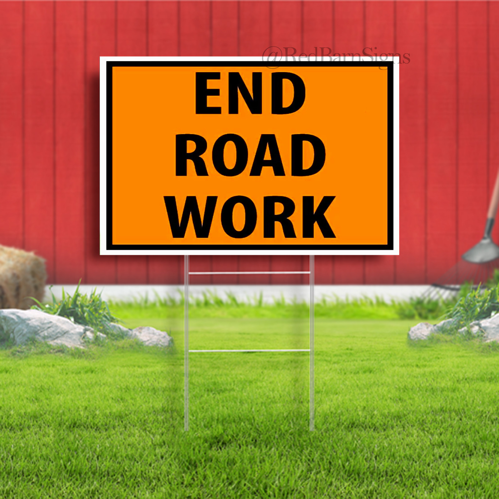 END ROAD WORK construction SAFTY Yard Sign ROAD SIGN with Stand LAWN POSTER