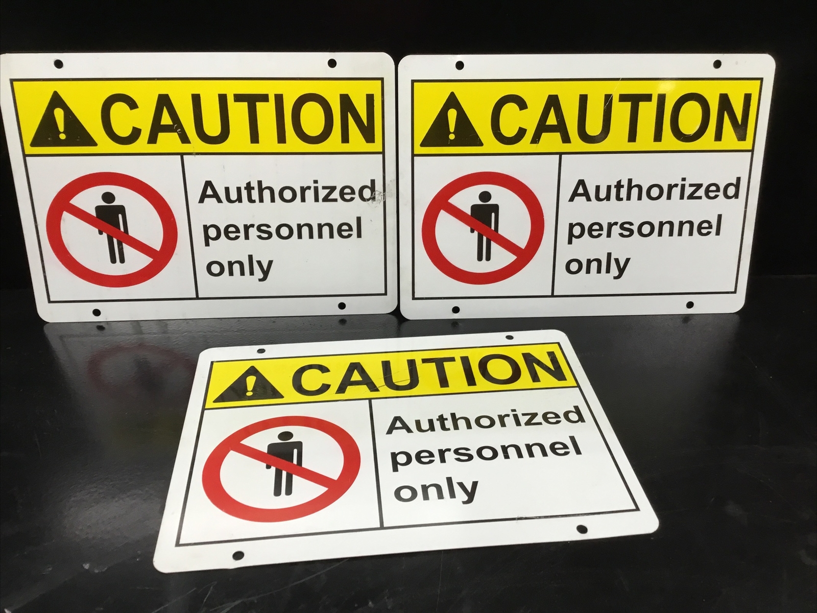 Caution Authorized Personnel Only Sign Lot Of 3 14×10 #913J87