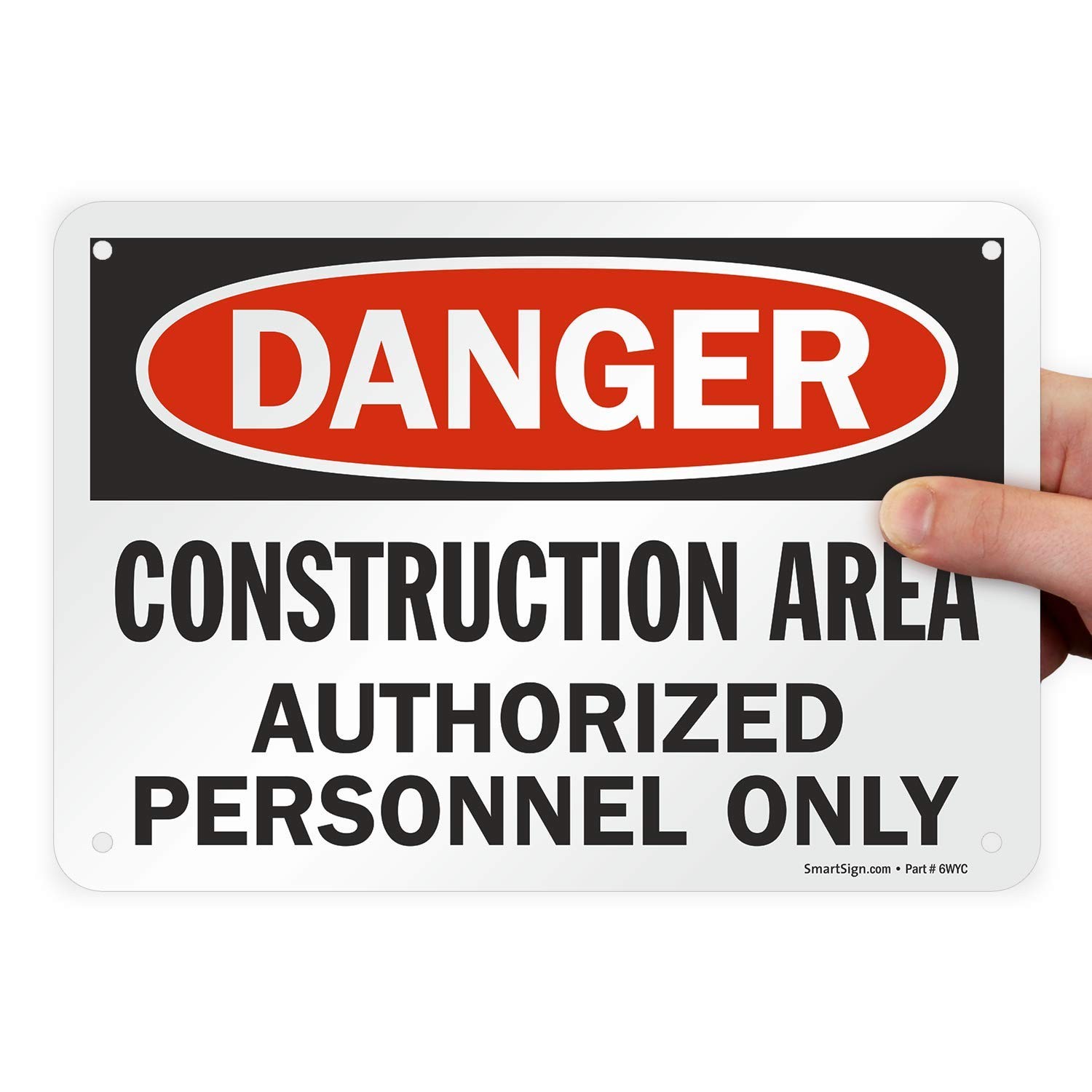Danger Construction Area Authorized Personnel Only Sign 7×10″ Plastic