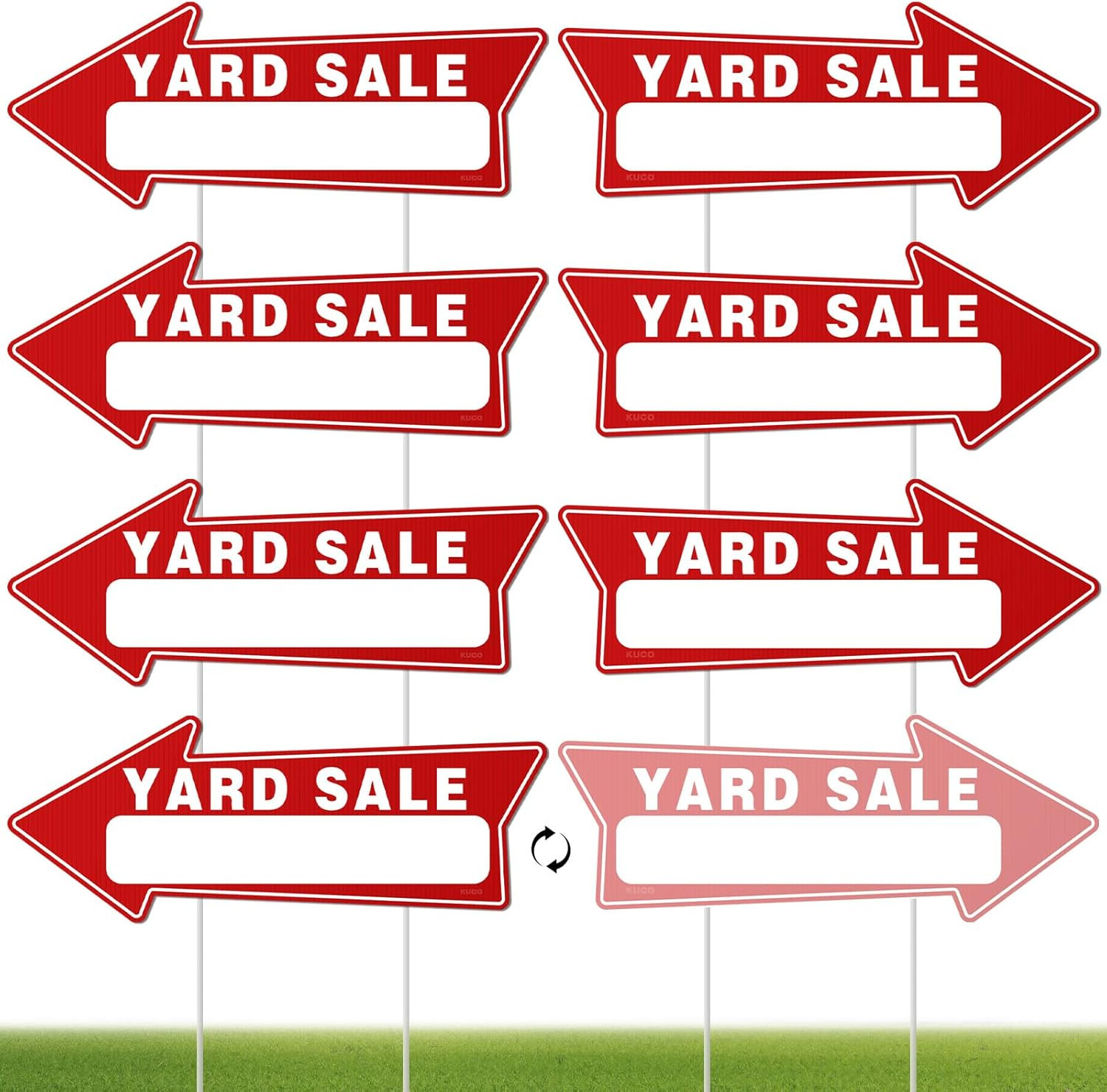 7 Pack Yard Sale Signs with Stakes – 16″X6″ Double-Sided Directional Garage Sale