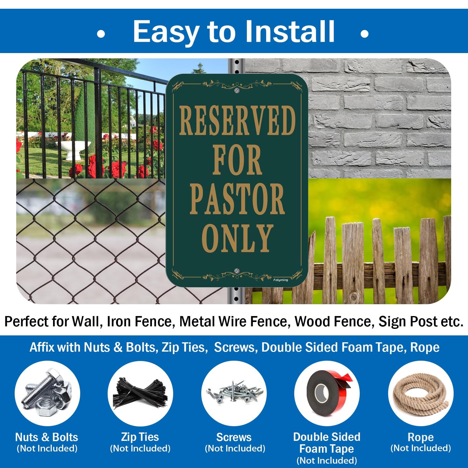 Reserved For Pastor Only Sign 12×18 Inch Heavy Duty Aluminum Dark Green