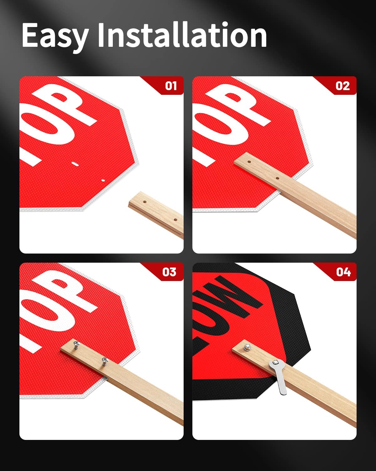 Stop Slow Sign, Double Sided Street Slow Warning Reflective Signs, 13X13 Inch Oc