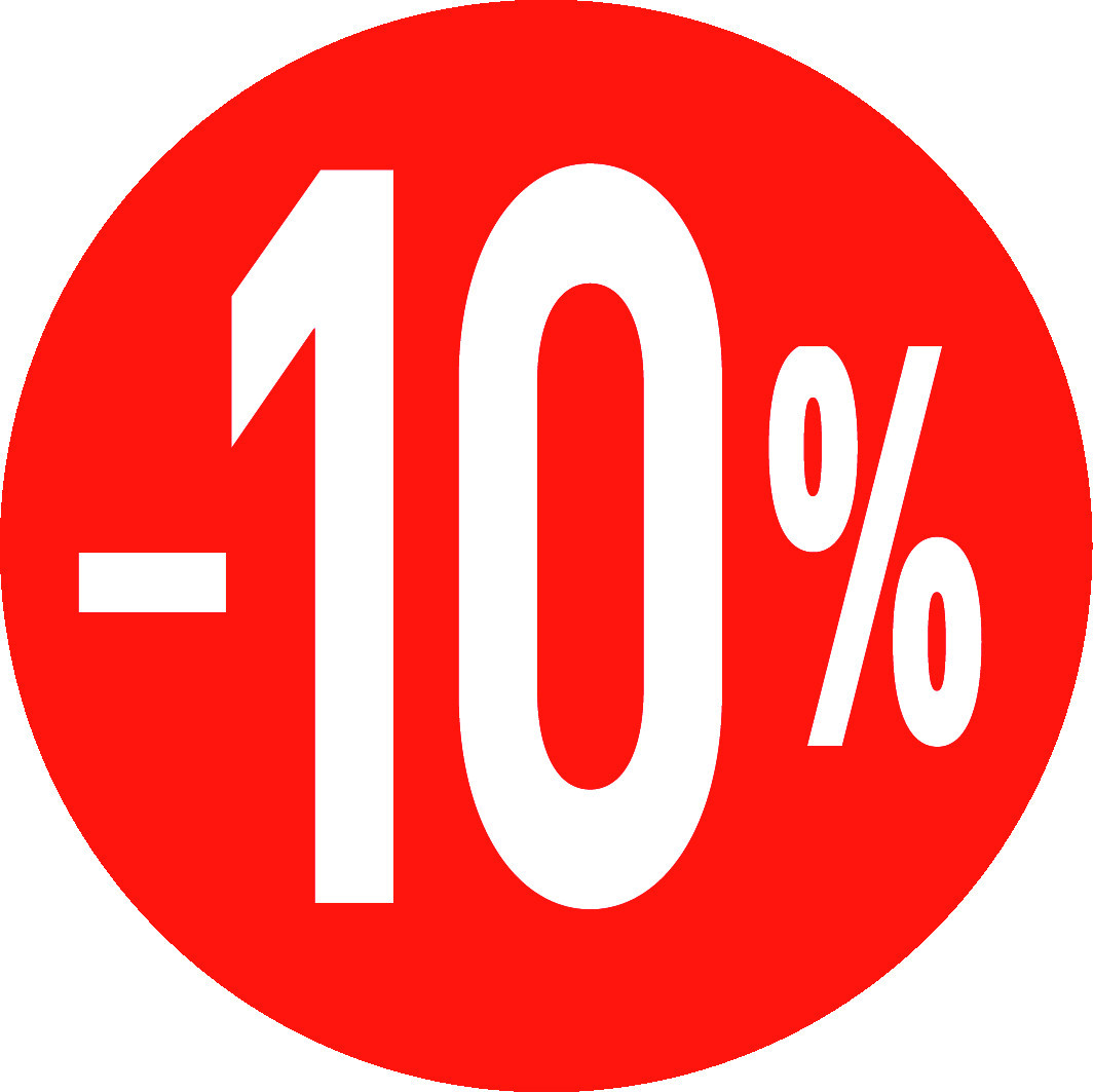 Bright Red Sale Stickers / Sticky Labels -10% -20% -30% -40% -50% -60% -70%
