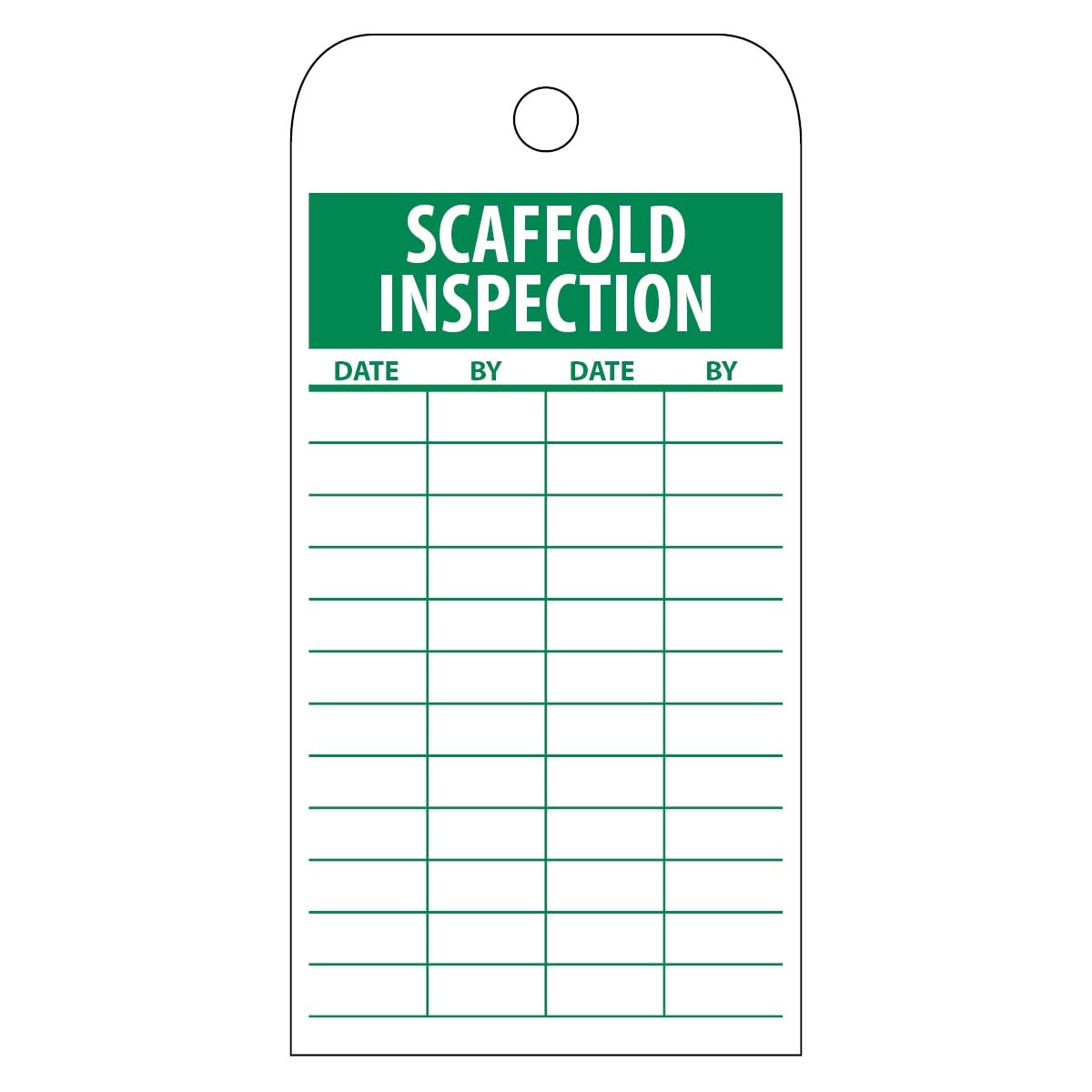 NMC Scaffold Inspection Tag, Pack of 25, 3″ Width x 6″ Height