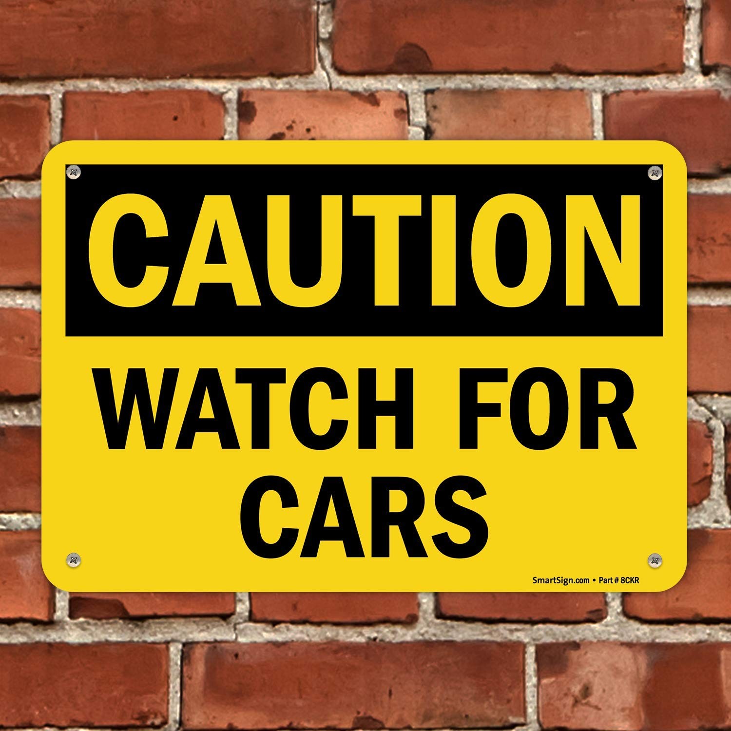 Caution Watch For Cars Sign Plastic Safety Alert Notice Warning 7×10 Inch