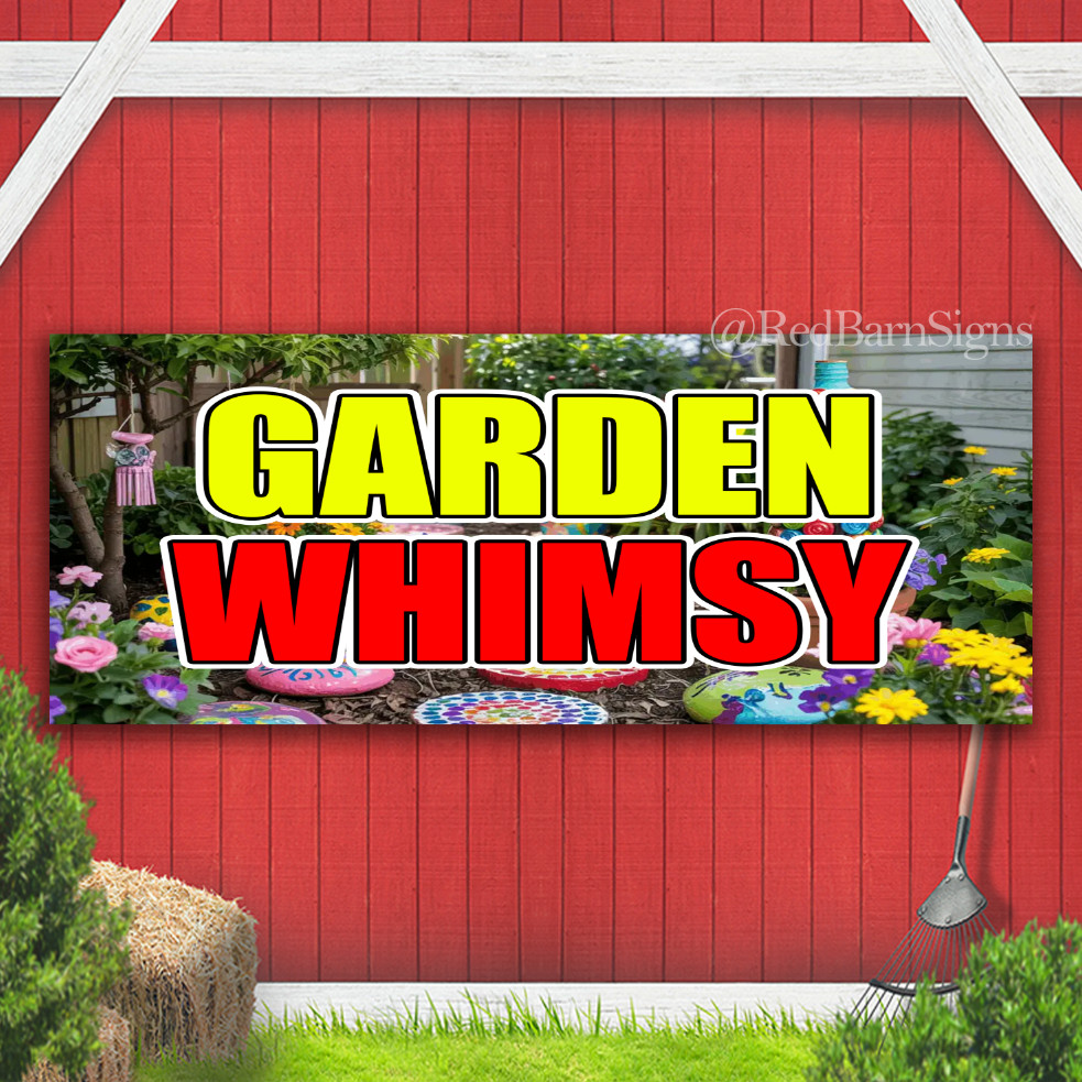 Garden Whimsy Indoor Outdoor Banner Sign with grommets
