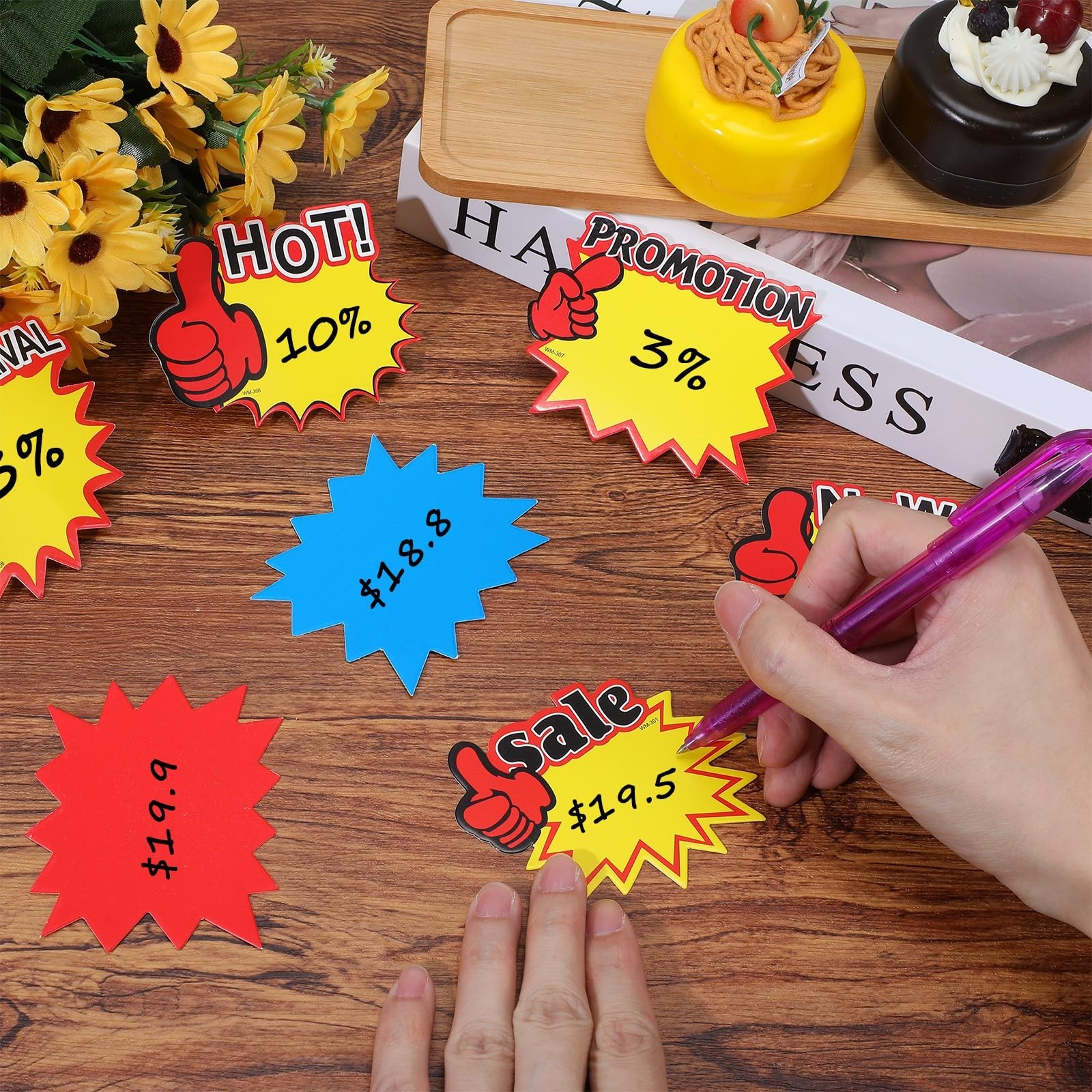 1500 Starburst Sale Signs – Fluorescent Price Tags for Retail, Bulk Blank Labels
