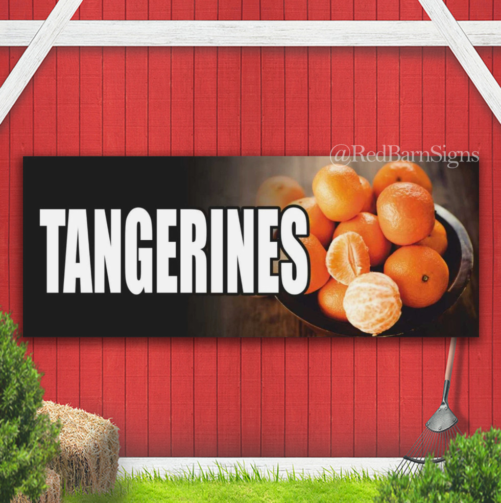 TANGERINES fruit vegetable citrus orange Indoor Outdoor Banner Sign with grommet