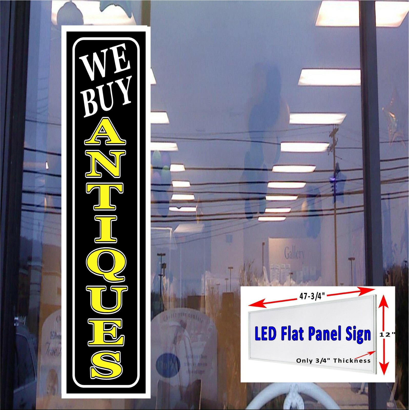 We Buy Antiques Led light box window sign 48in x 12in