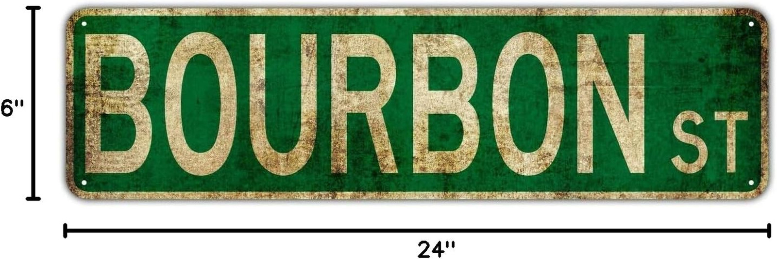 Vintage Bourbon Street Metal Sign 4×15 inch | Rust-Free Aluminum New Orleans Wal