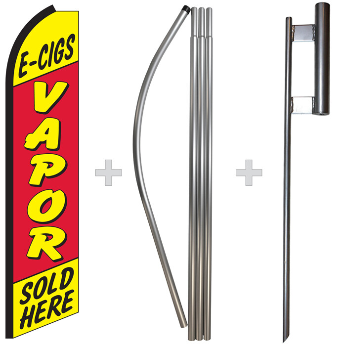 E-Cig Vapor Sold Here 15′ Tall Swooper Flag & Pole Kit Feather Super Banner