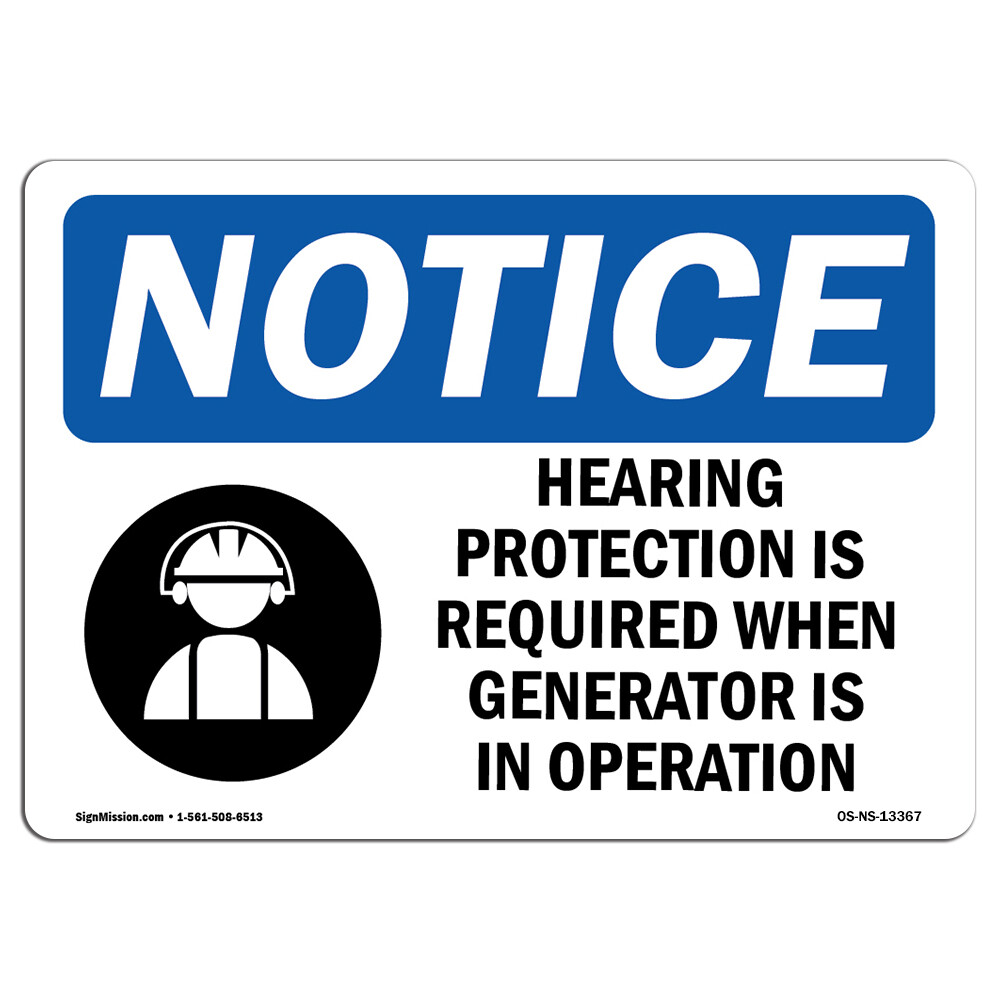 Hearing Protection Is Required With Symbol OSHA Notice Sign Metal Plastic Decal
