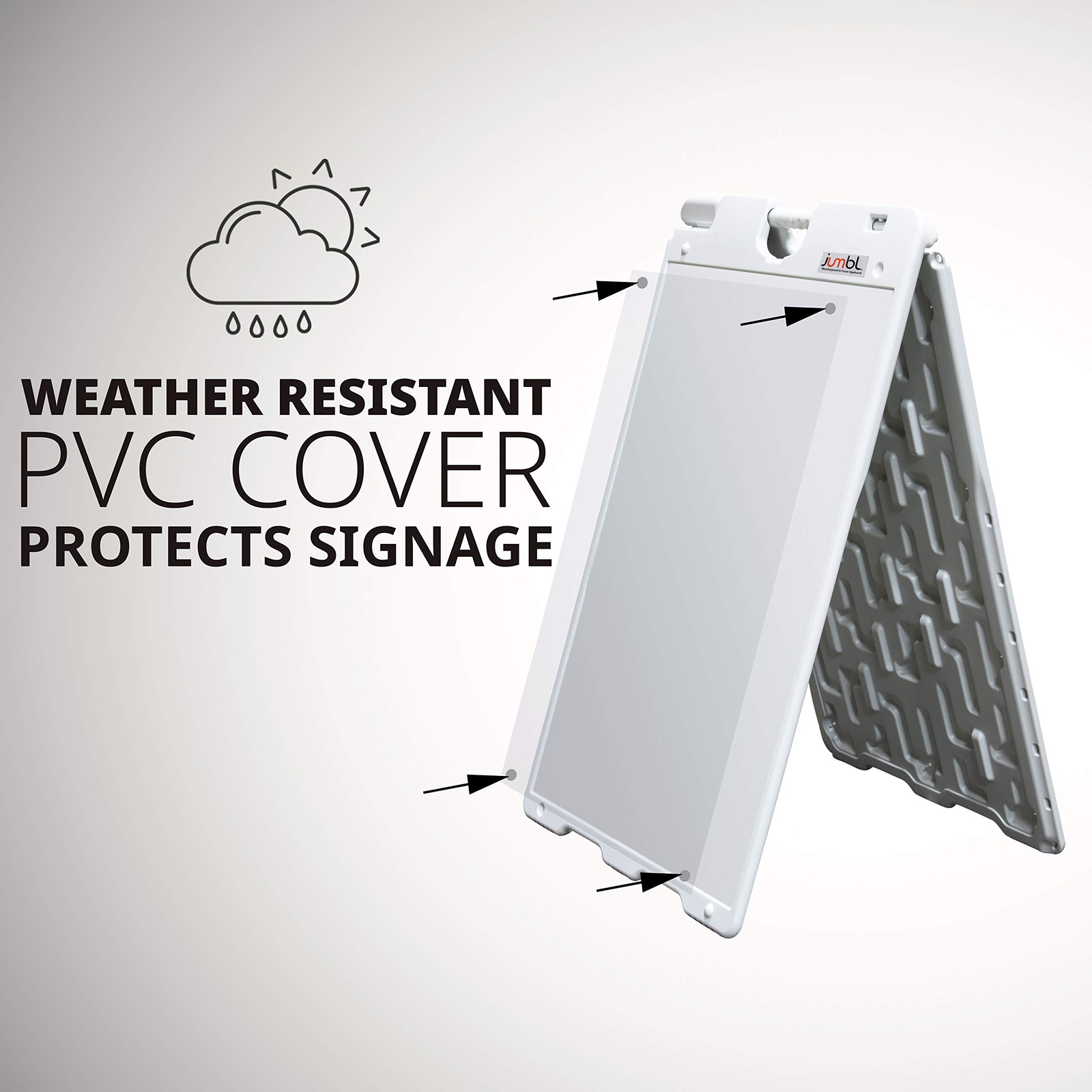 Jumbl A Frame Sign, 24″x36” Display Surface, Outdoor Sandwich Board, White