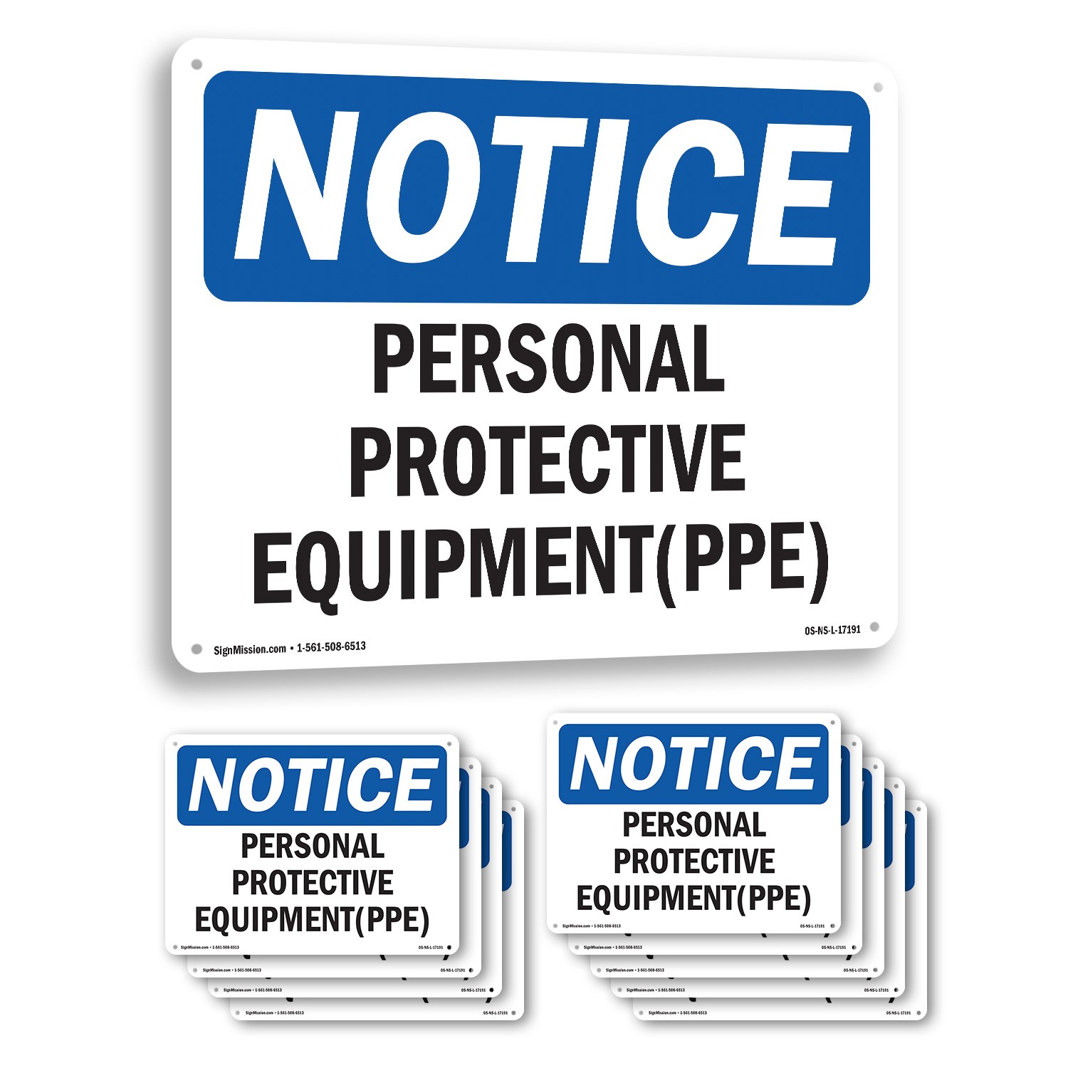 Personal Protective Equipment (PPE) OSHA Notice Sign Or Decal – 5 or 10 Pack