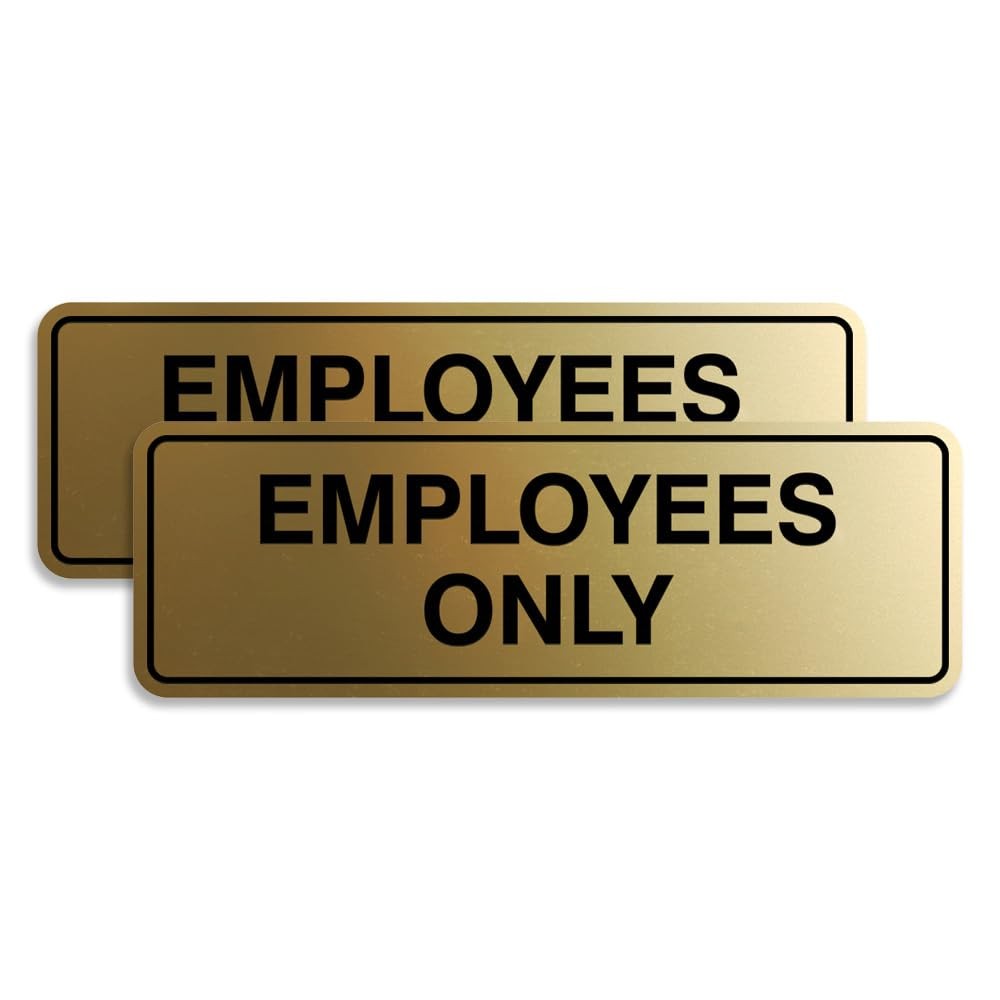 2 PCS Small Brushed Gold Standard Employees Only Staff Business Door Wall Sign