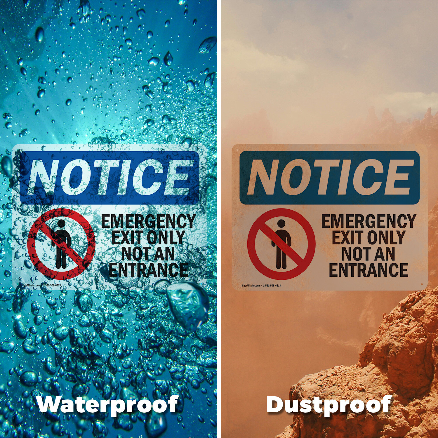 (2 Pack) Emergency Exit Only Not An Entrance OSHA Notice Sign Decal Metal