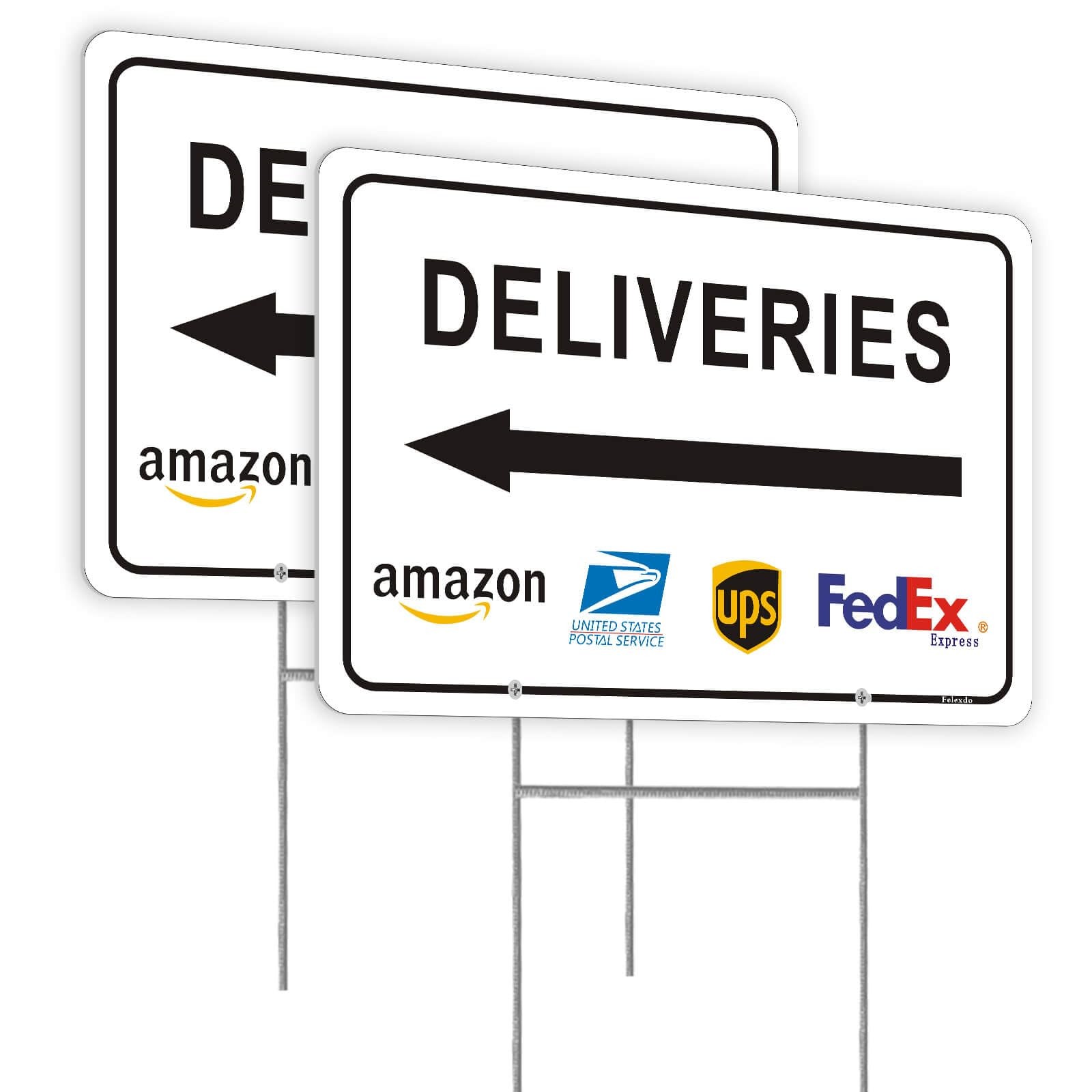 12×8 Inch Deliveries Sign With Stake Arrow Left Aluminum Metal Instructions