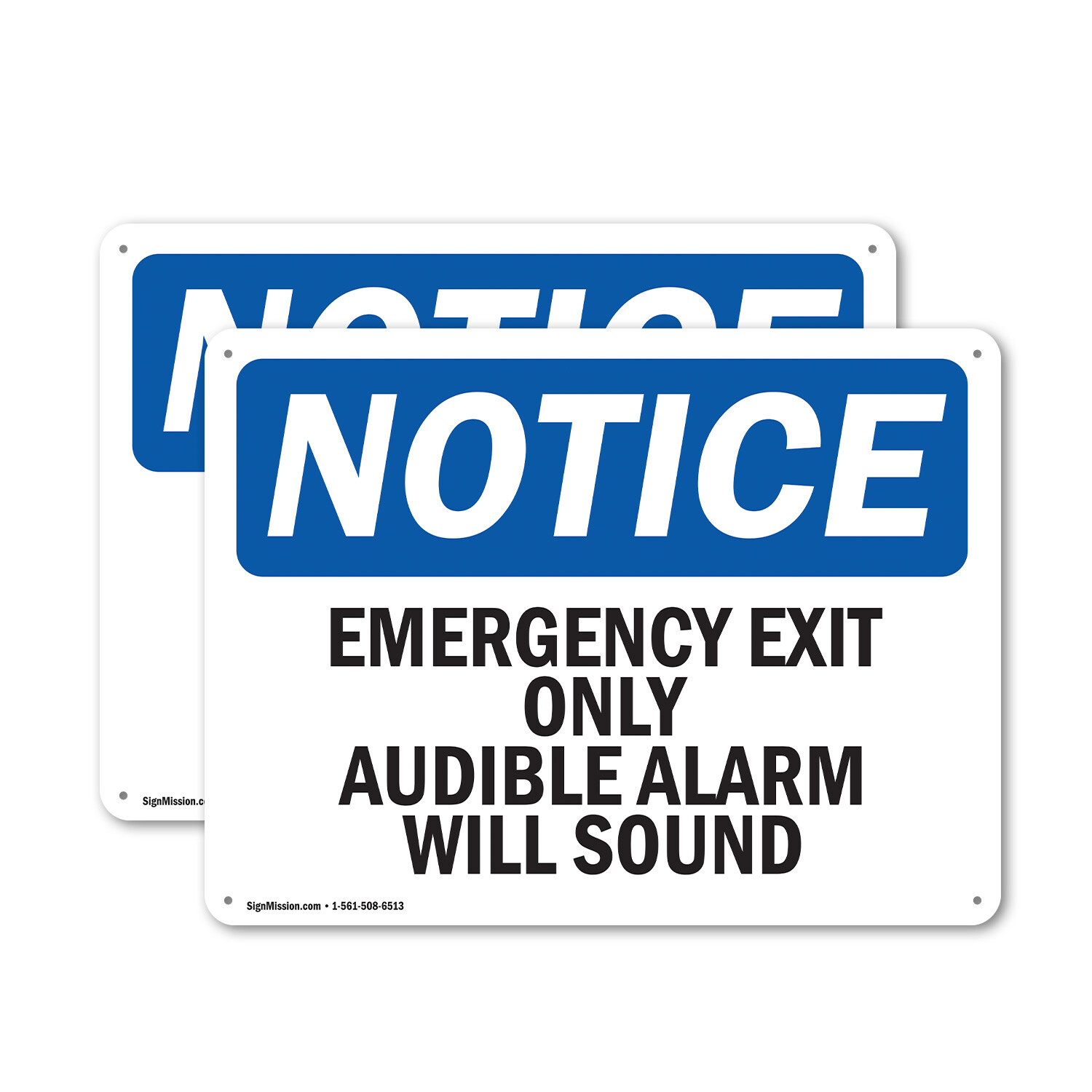 (2 Pack) Emergency Exit Only Audible Alarm Will Sound OSHA Notice Sign Decal