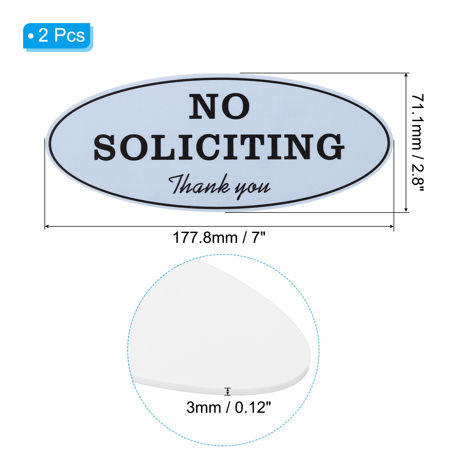 7×2.8 Inch Self-Adhesive No Soliciting Sign, Light Grey, 2 Pcs
