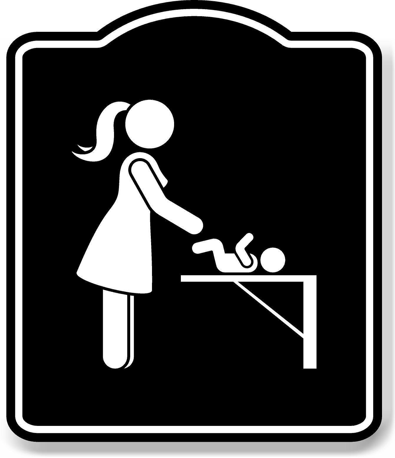 Baby Diaper Changing Station Picture BLACK Aluminum Composite Sign