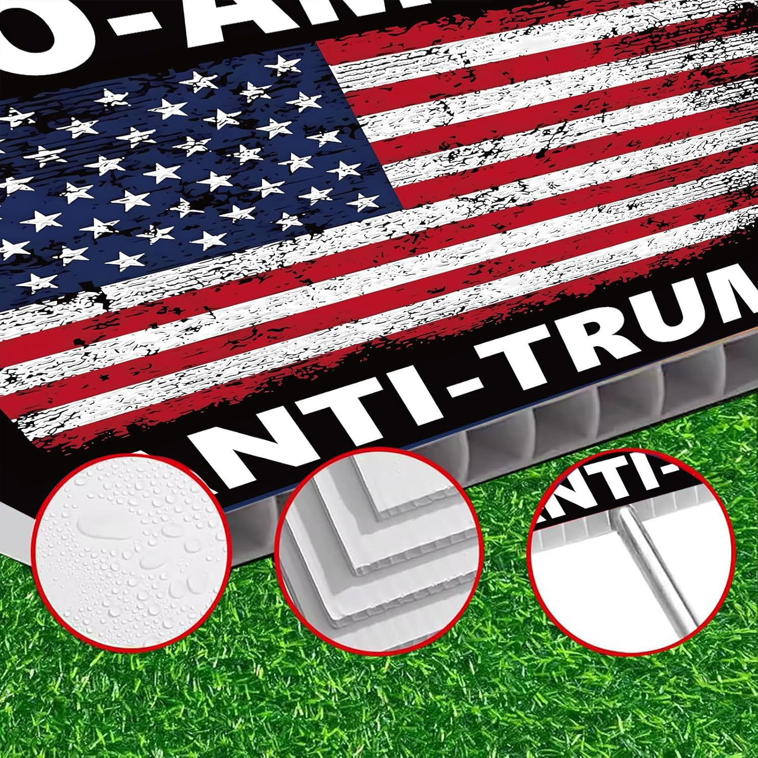 Pro America anti Trump Yard Sign Double Sided Corrugated Plastic Outdoor Lawn Ga