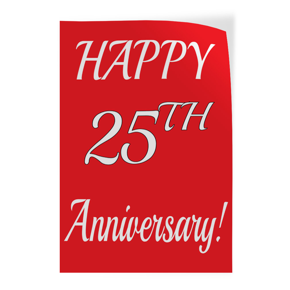 Door Decals Vertical Vinyl Stickers Multiple Sizes Happy 25Th Anniversary Red
