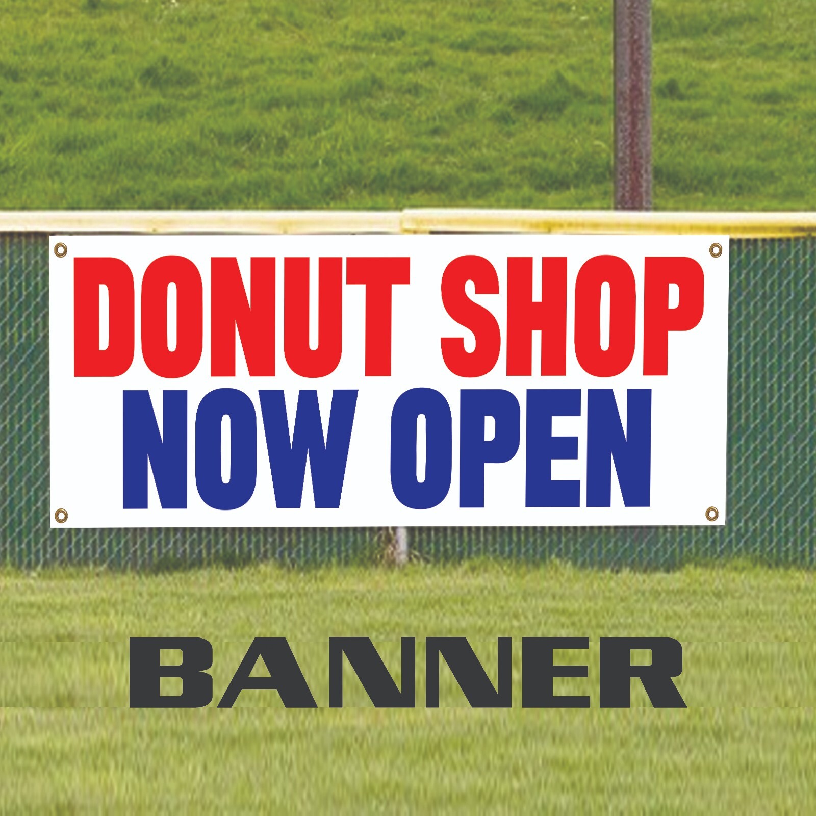 Donut Shop Now Open Vinyl Banner Advertising Display Outdoor Printed Flag Banner