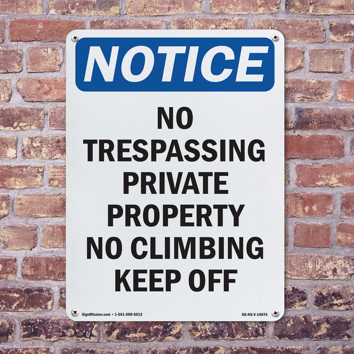 No Trespassing Private Property OSHA Notice Sign Metal,, Decal 5 or 10 Pack