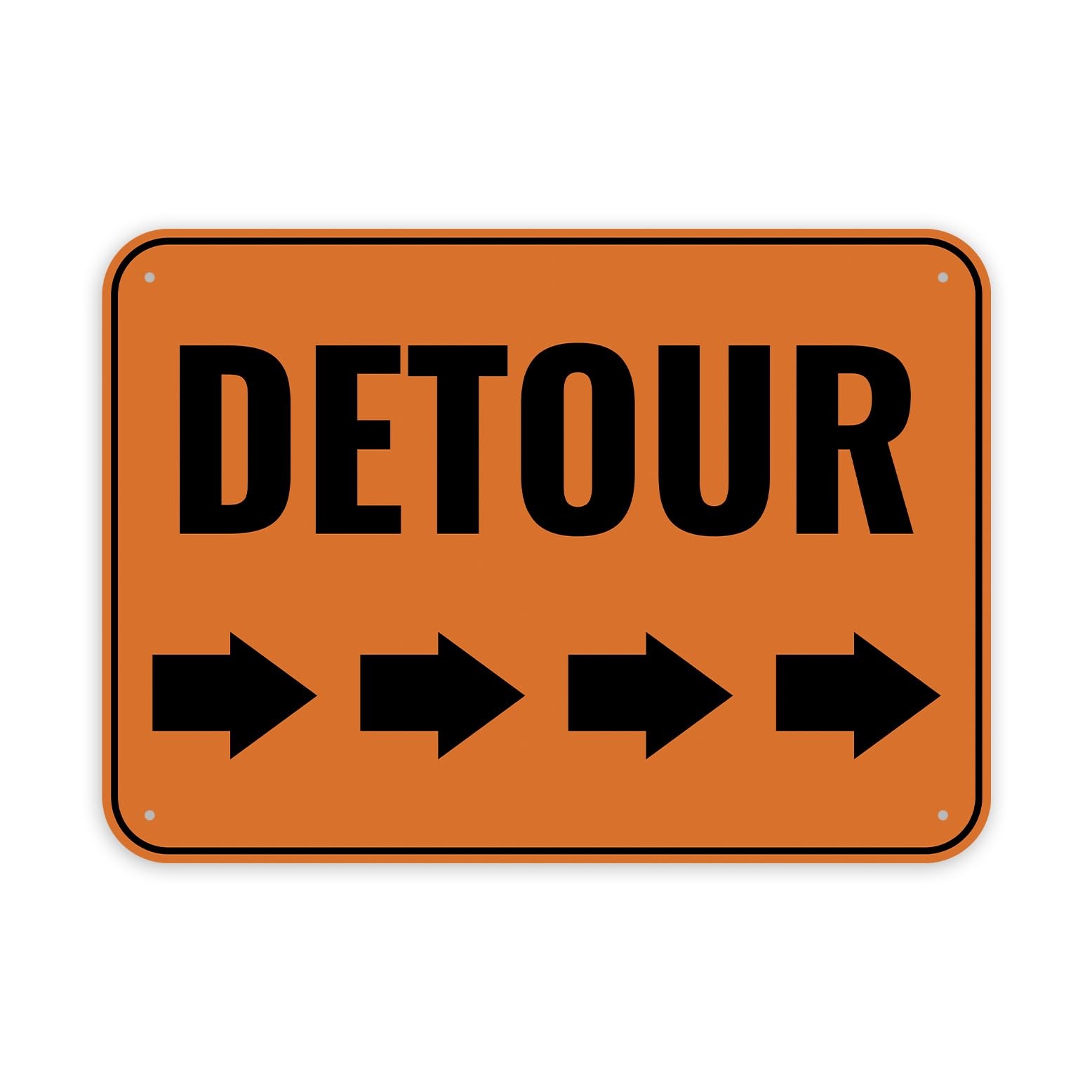 1 PC 14×10 Inch Aluminum Detour Sign Right Arrow Traffic Metal Warning Plaque