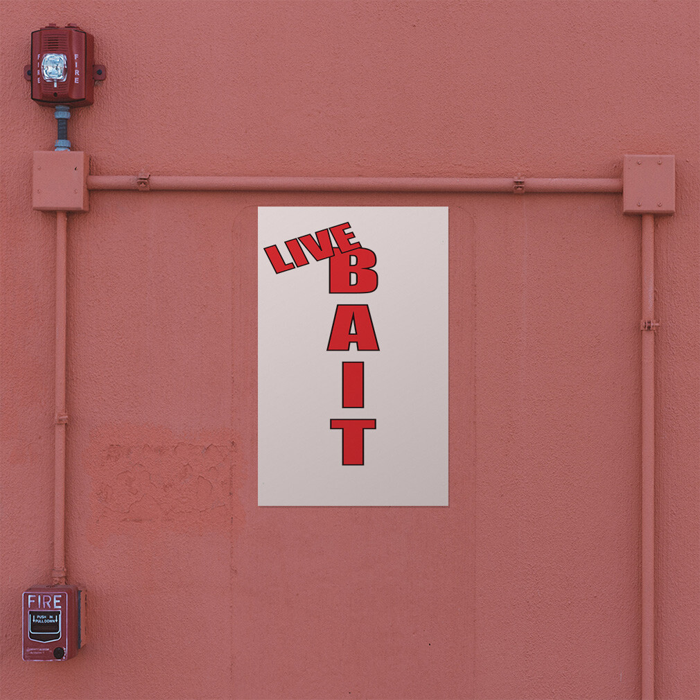 Door Decals Vertical Vinyl Stickers Multiple Sizes Live Bait Business Vinyl
