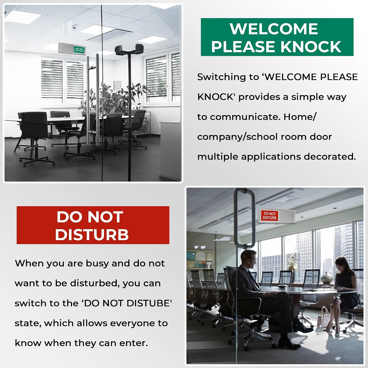 7”X2” Magnetic Privacy Indicator, Do Not Disturb Sign for Office, Vacant Occup