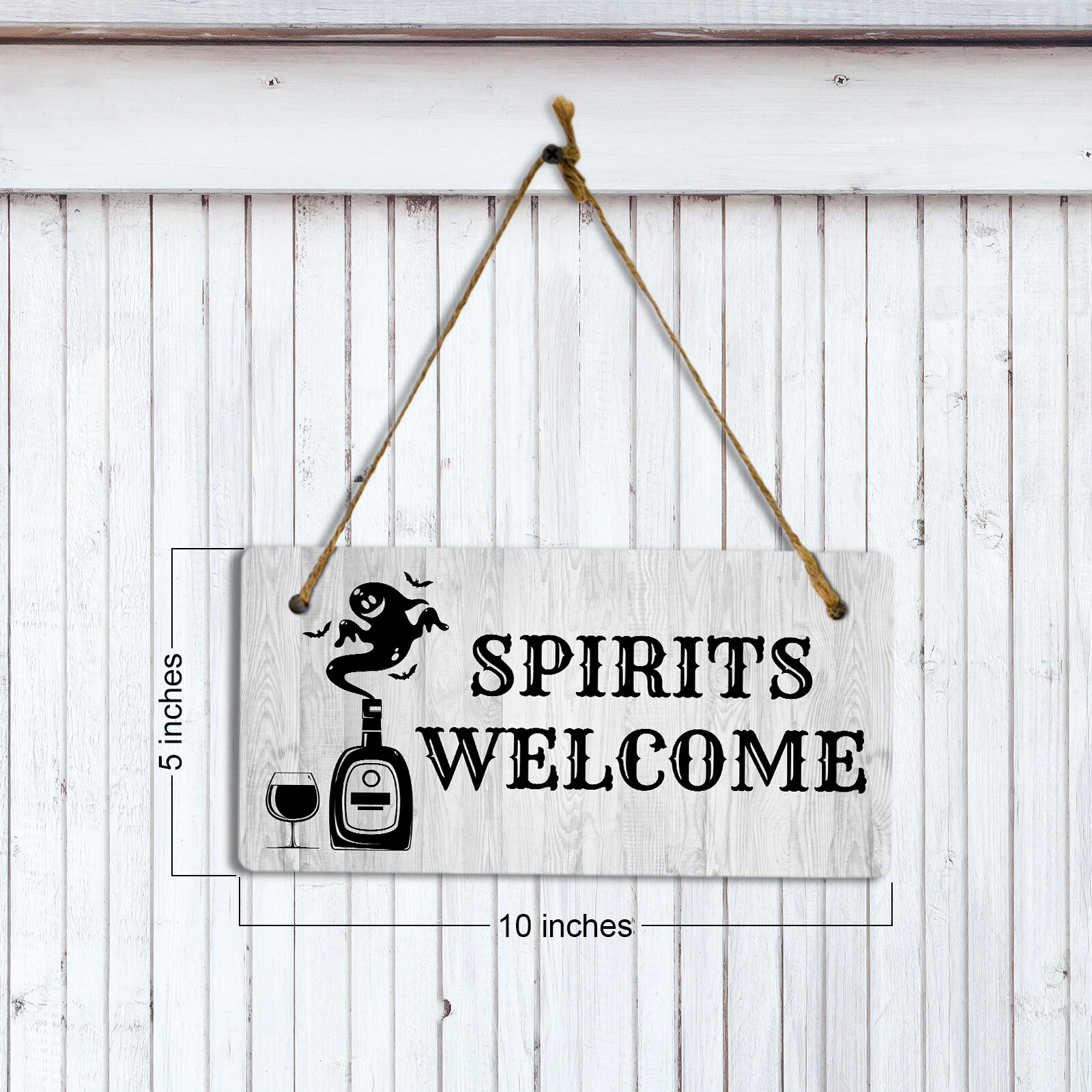 Spirits Welcome 5×10 Hanging Plus Wall or Door Sign | Funny Home Decor