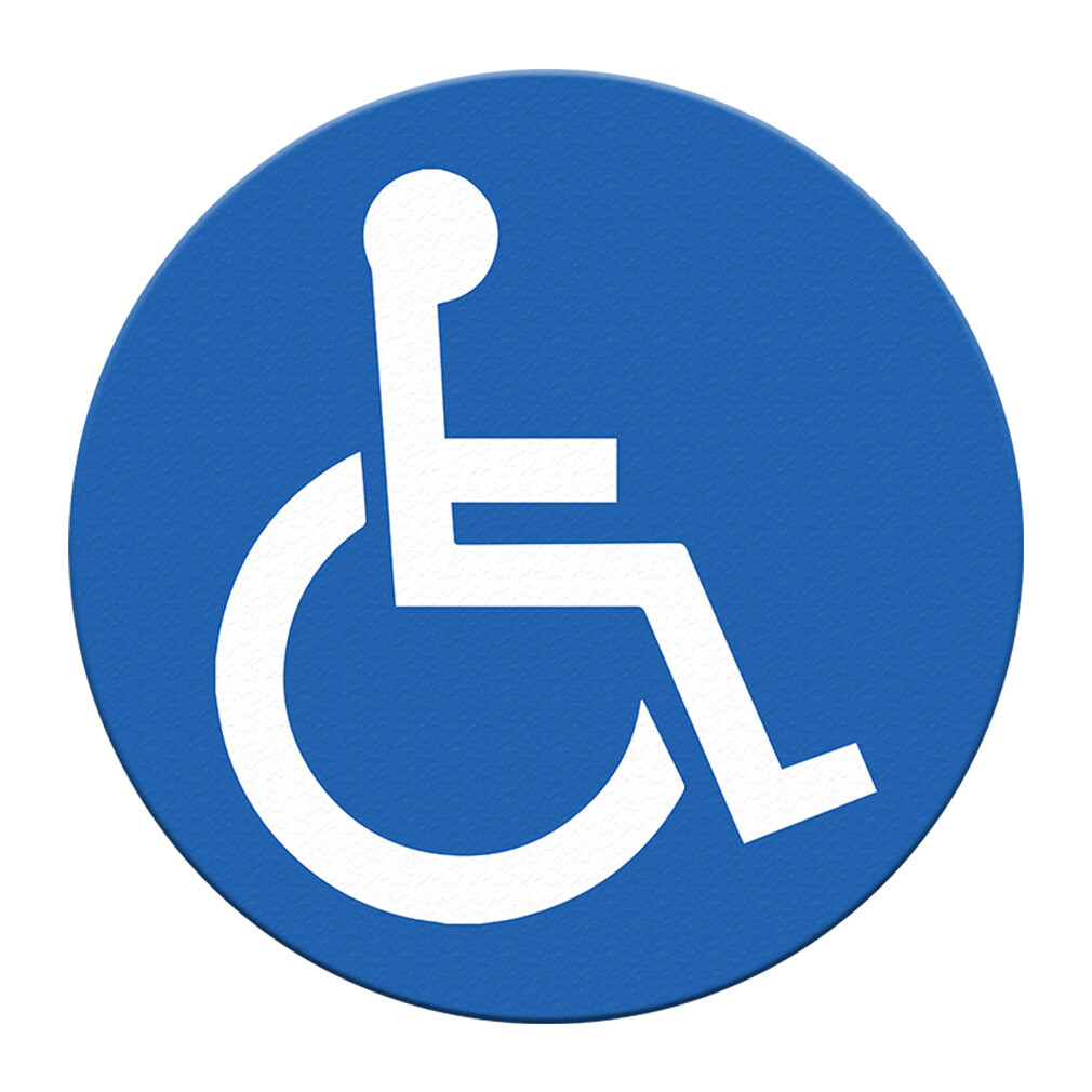 Disabled Floor Decals Disabled Blue Anti-Slip Round Shape C Signs Stickers