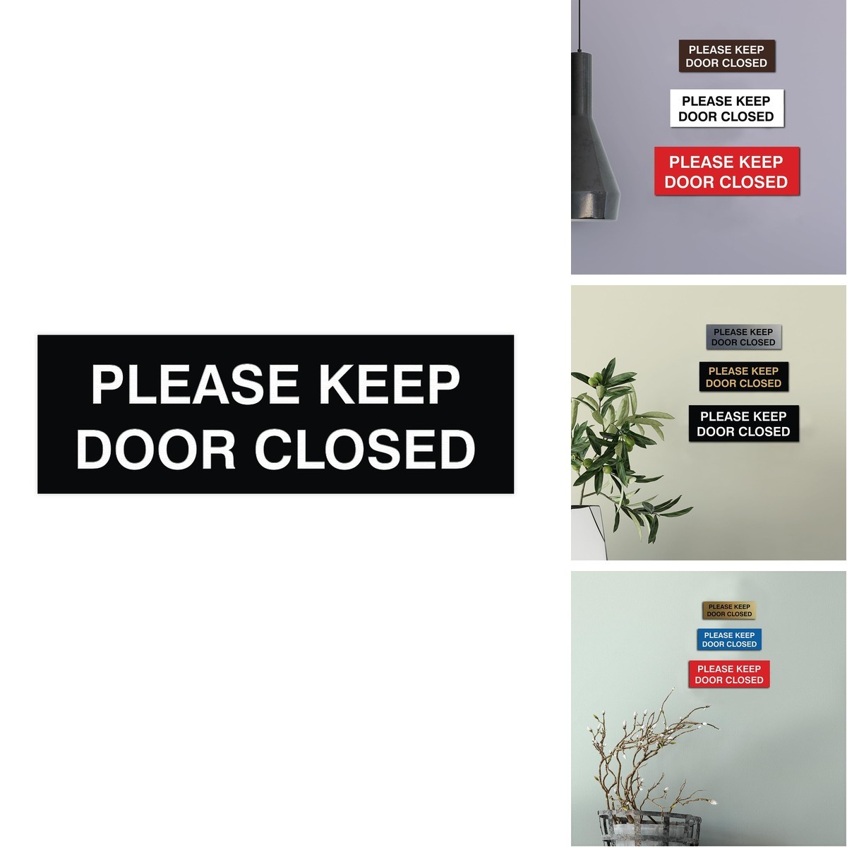 All Quality Please Keep Door Closed Sign – Black Large 5 Pack